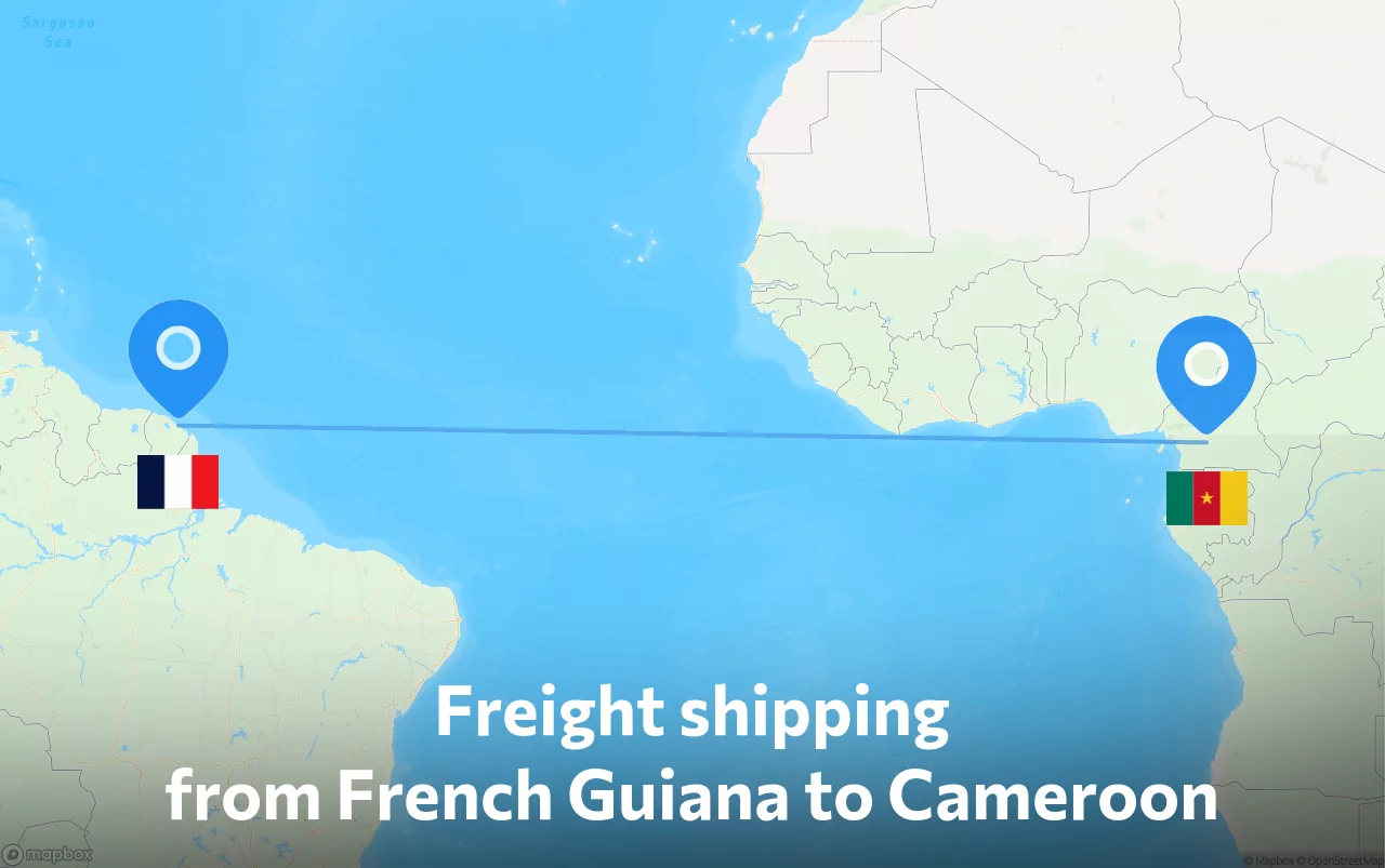 Shipping route from French Guiana to Cameroon