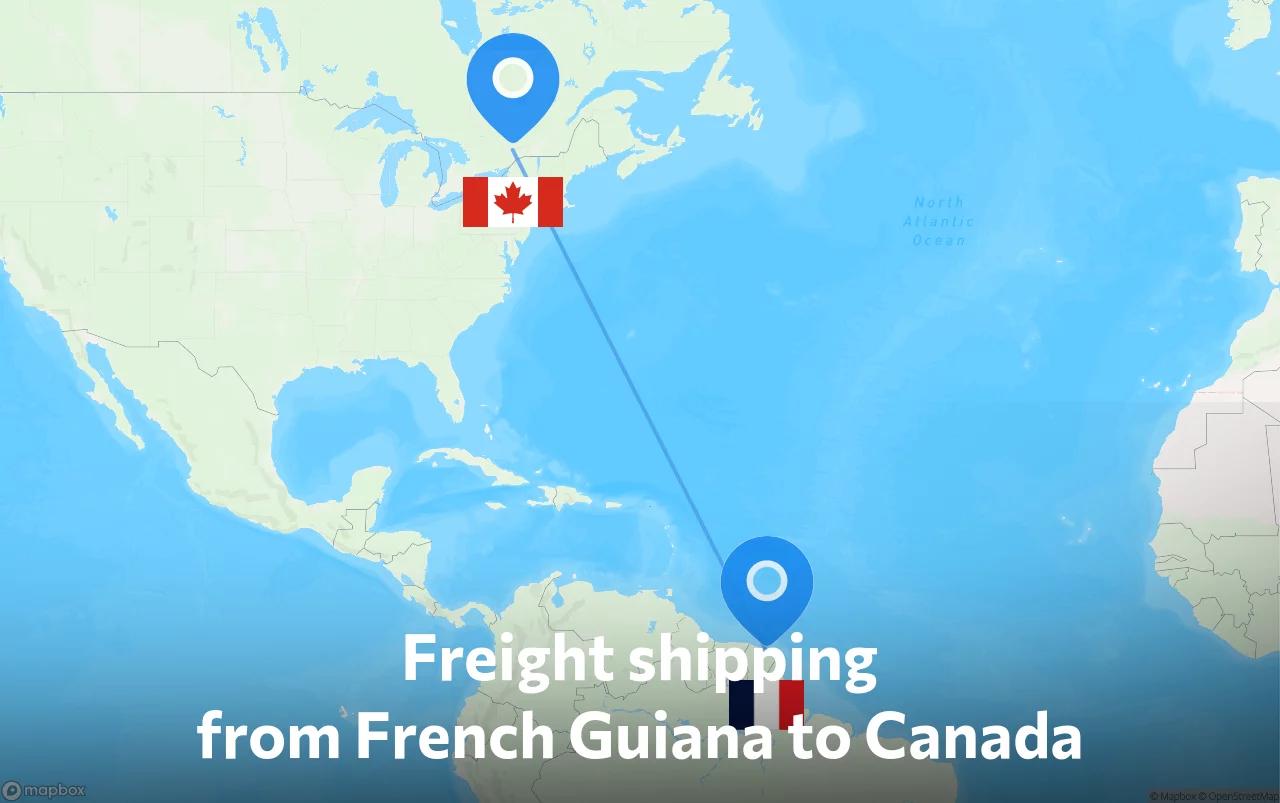 Shipping route from French Guiana to Canada