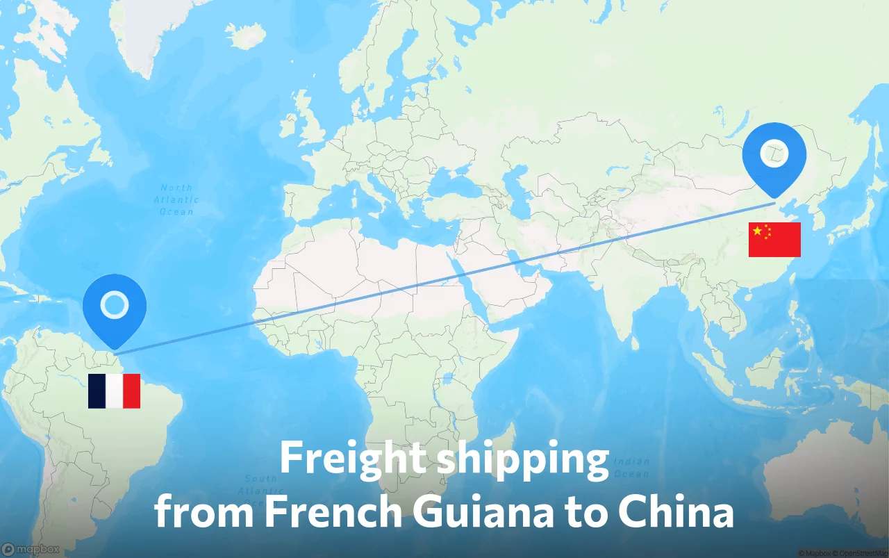 Shipping route from French Guiana to China