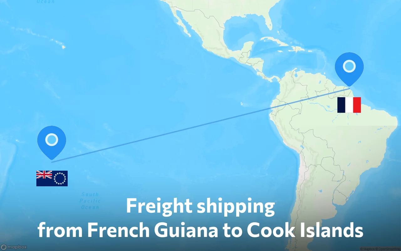 Shipping route from French Guiana to Cook Islands