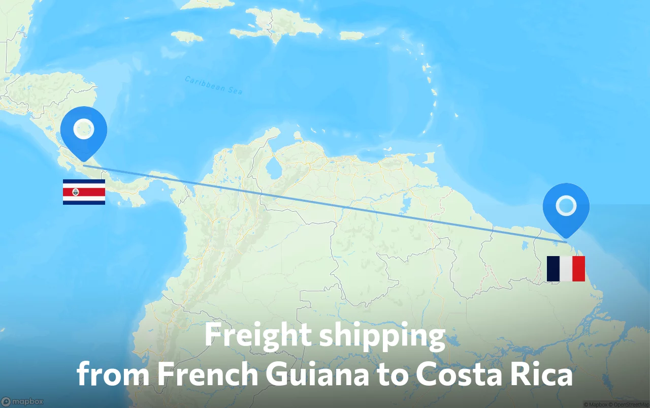 Shipping route from French Guiana to Costa Rica