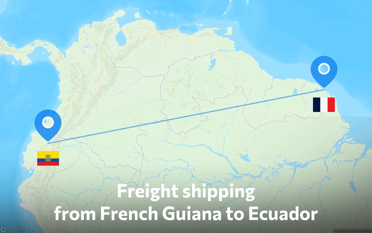 Shipping route from French Guiana to Ecuador
