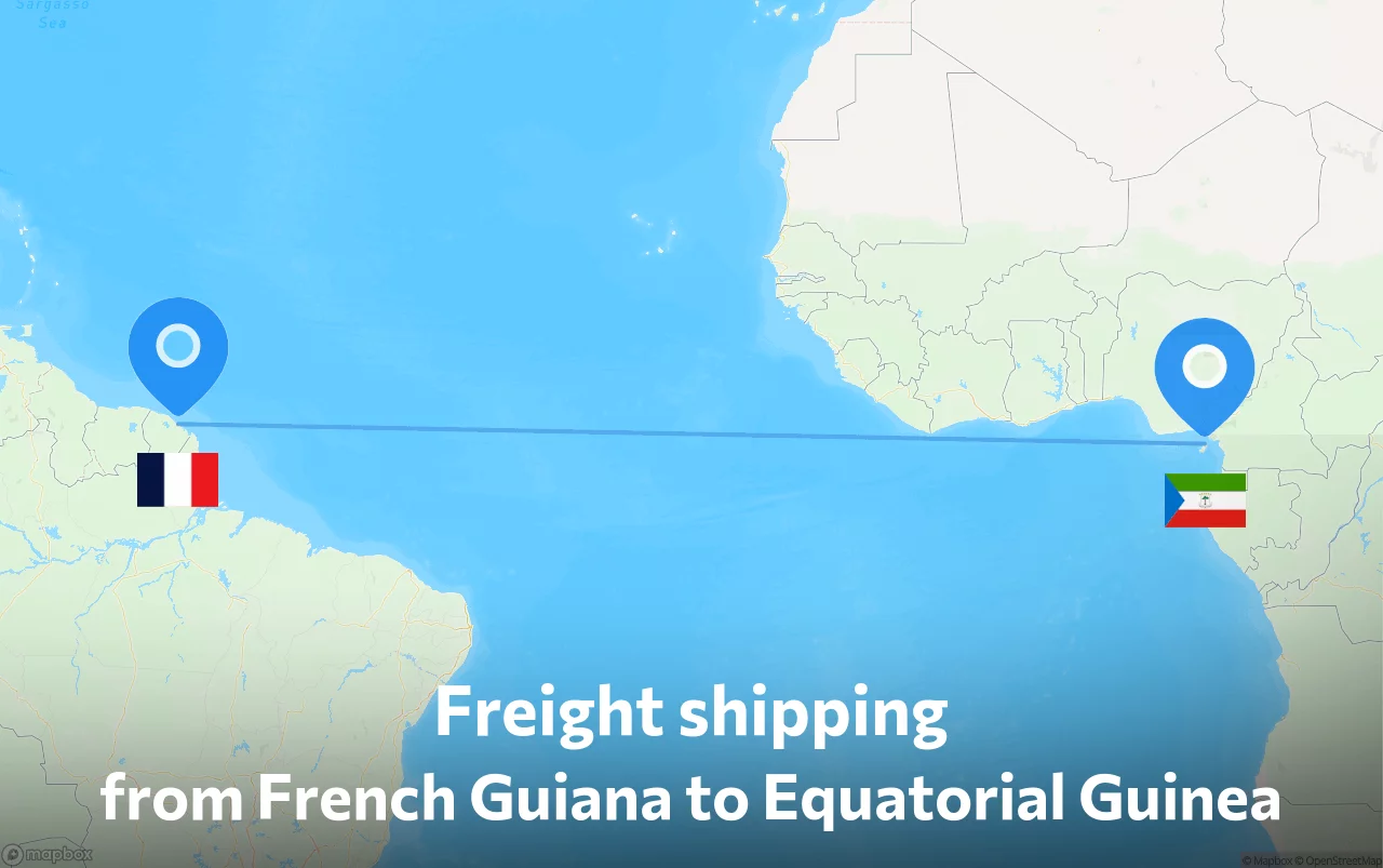 Shipping route from French Guiana to Equatorial Guinea