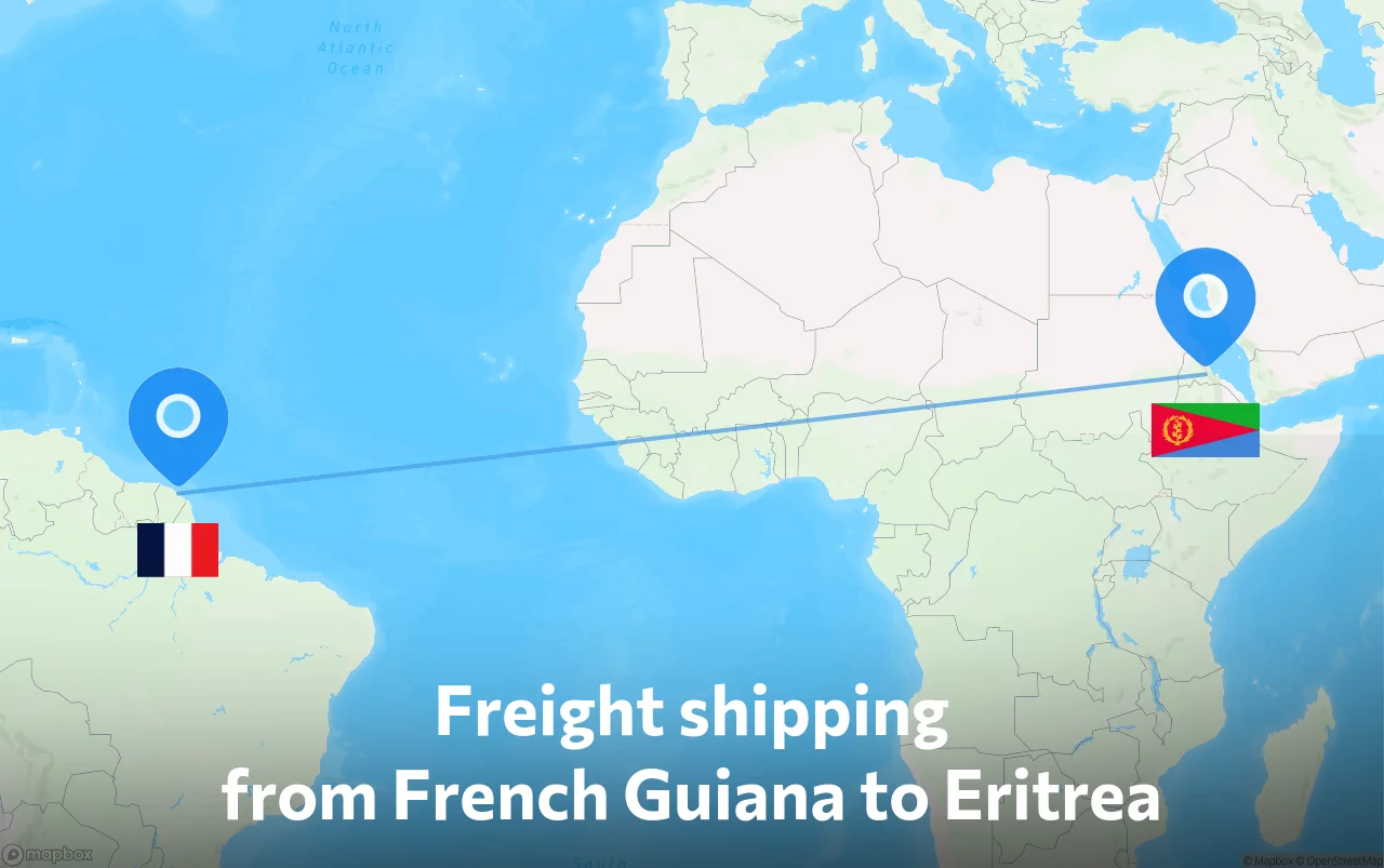 Shipping route from French Guiana to Eritrea