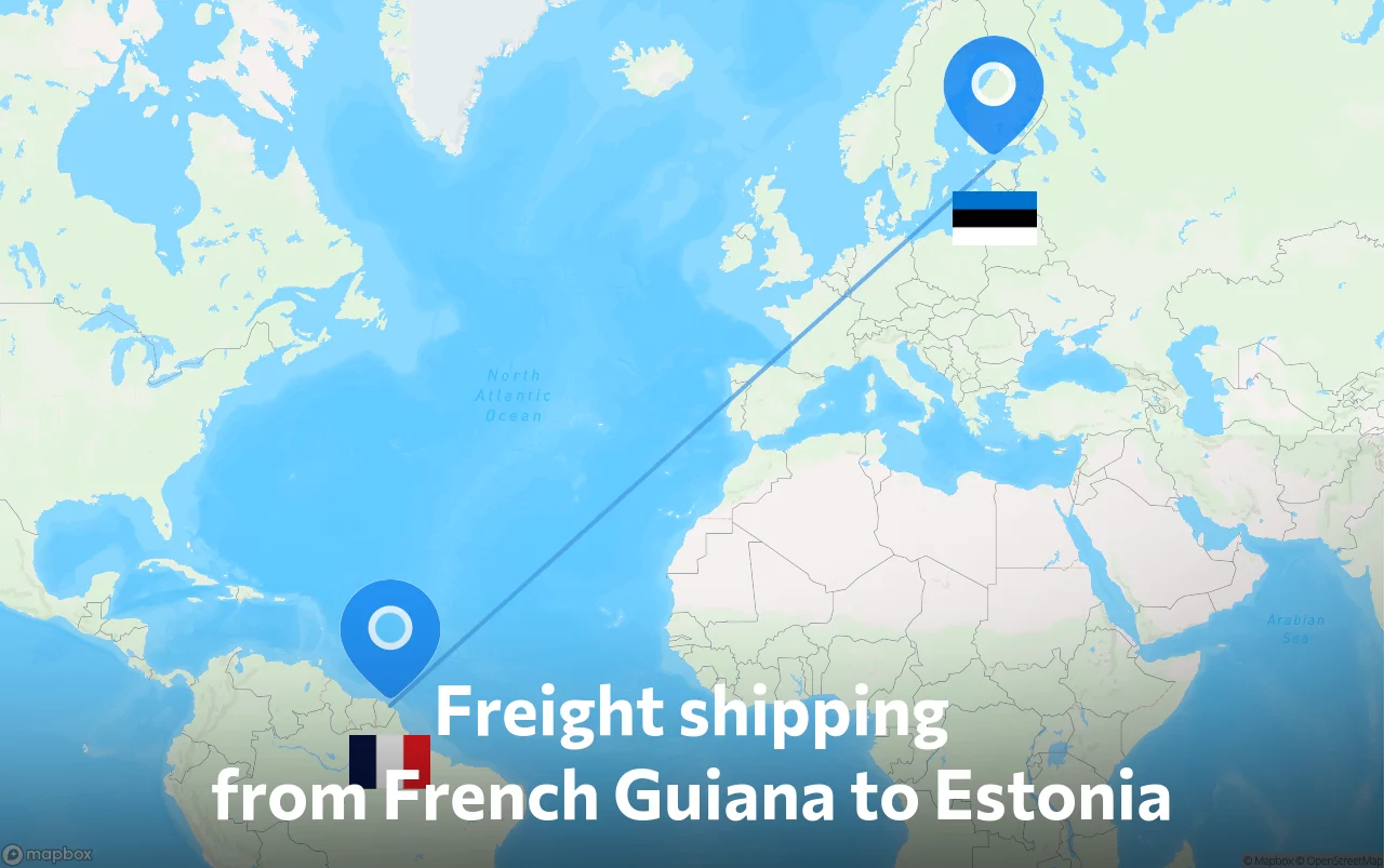 Shipping route from French Guiana to Estonia