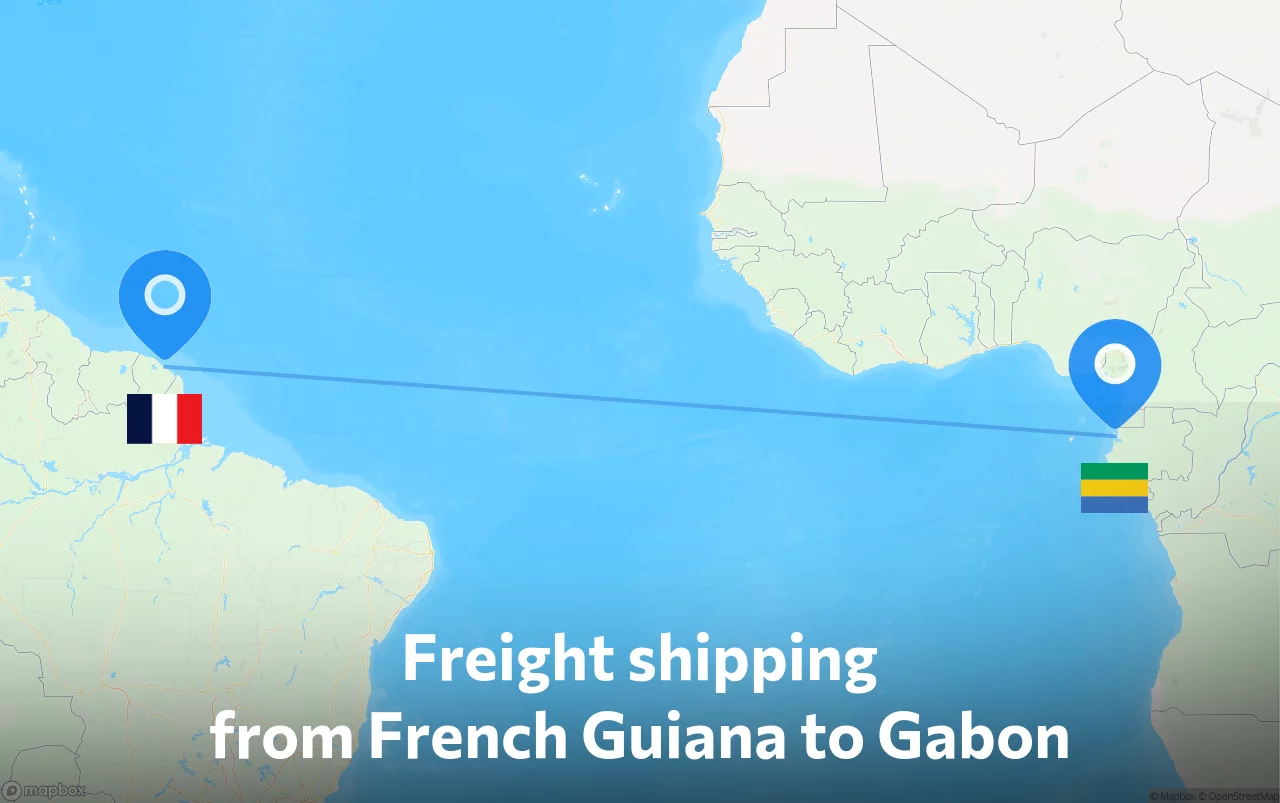 Shipping route from French Guiana to Gabon