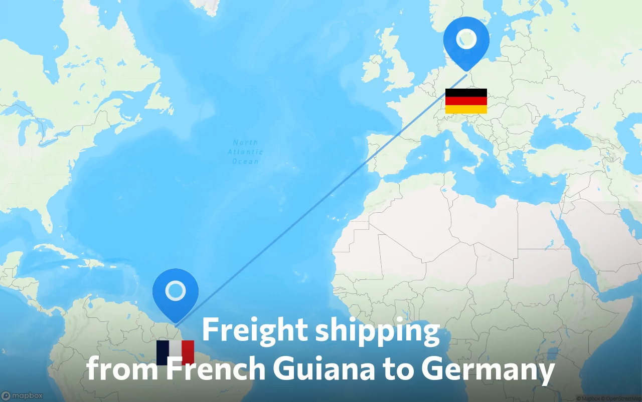 Shipping route from French Guiana to Germany