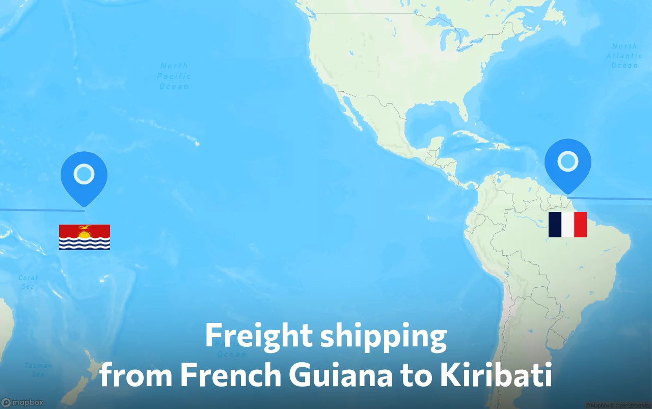Shipping route from French Guiana to Kiribati