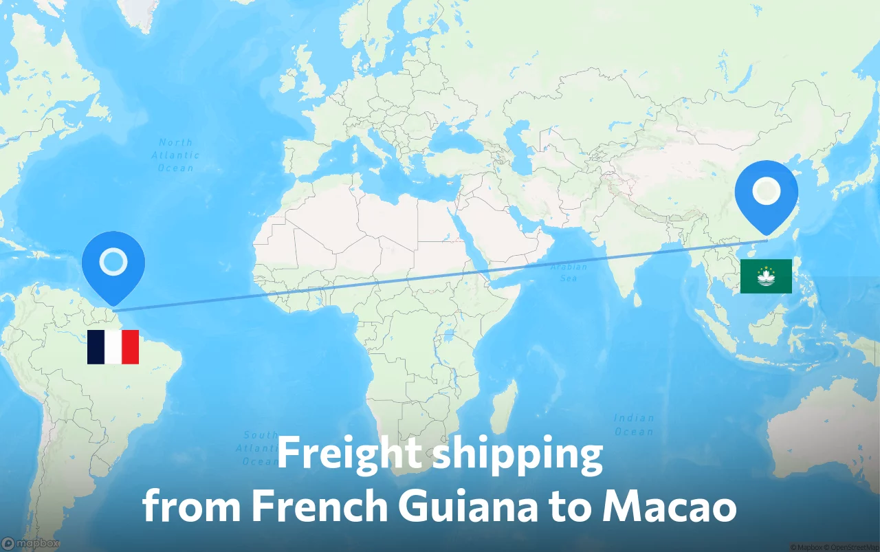 Shipping route from French Guiana to Macao