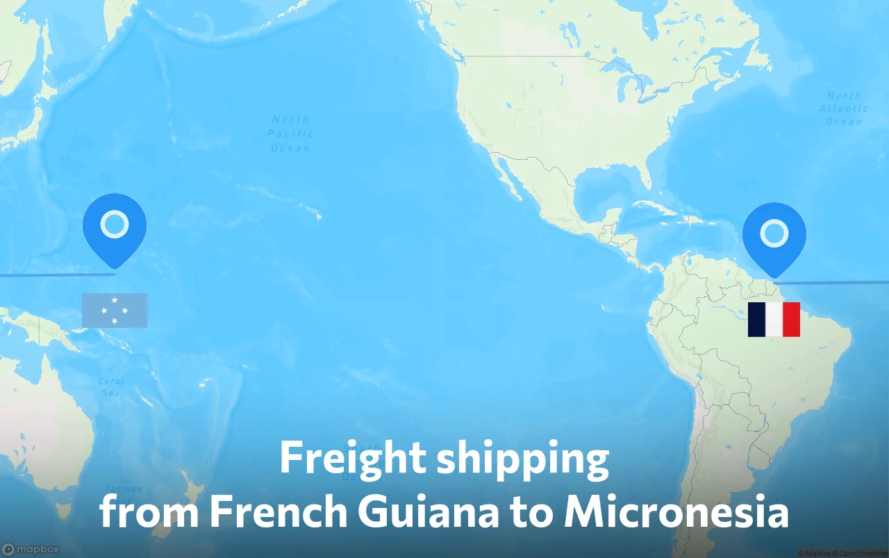 Shipping route from French Guiana to Micronesia