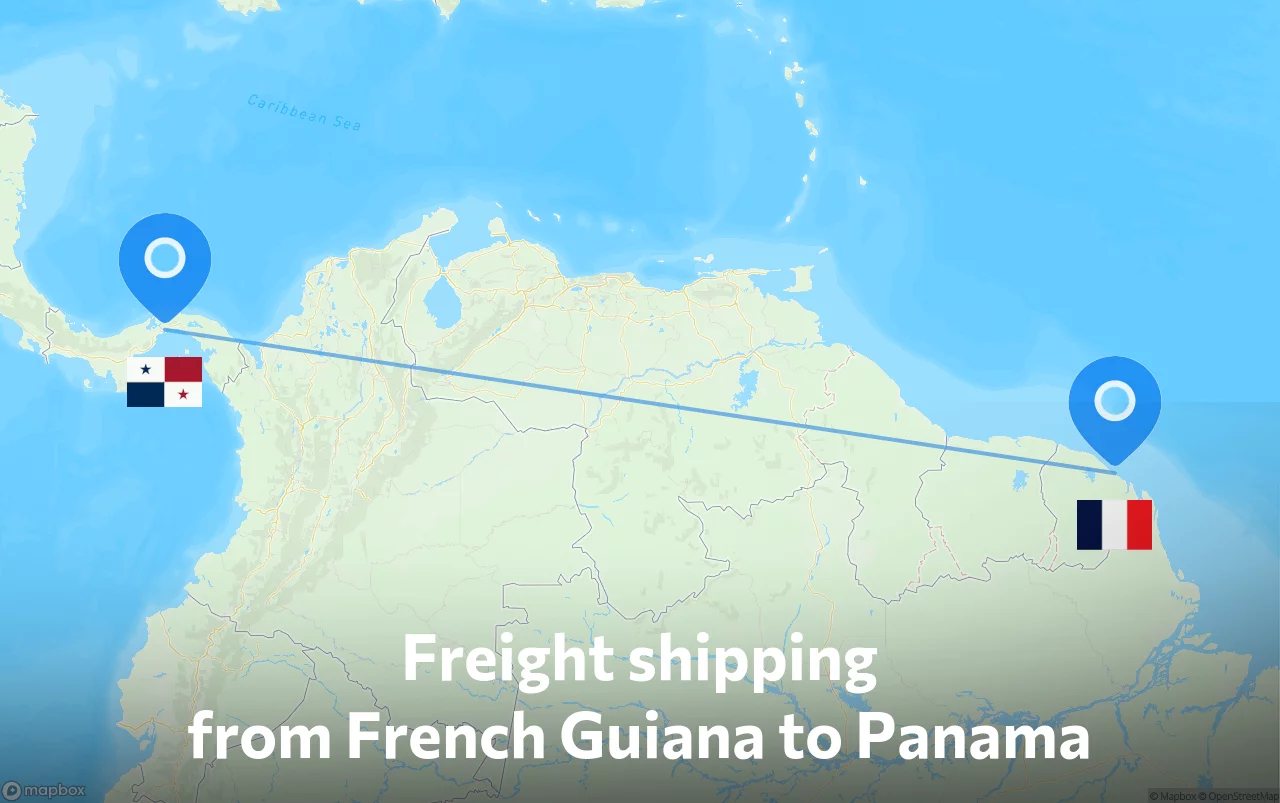 Shipping route from French Guiana to Panama