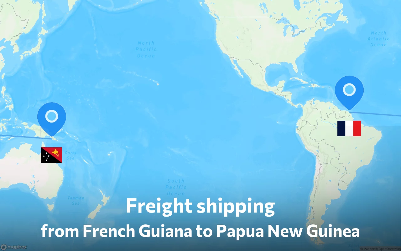 Shipping route from French Guiana to Papua New Guinea