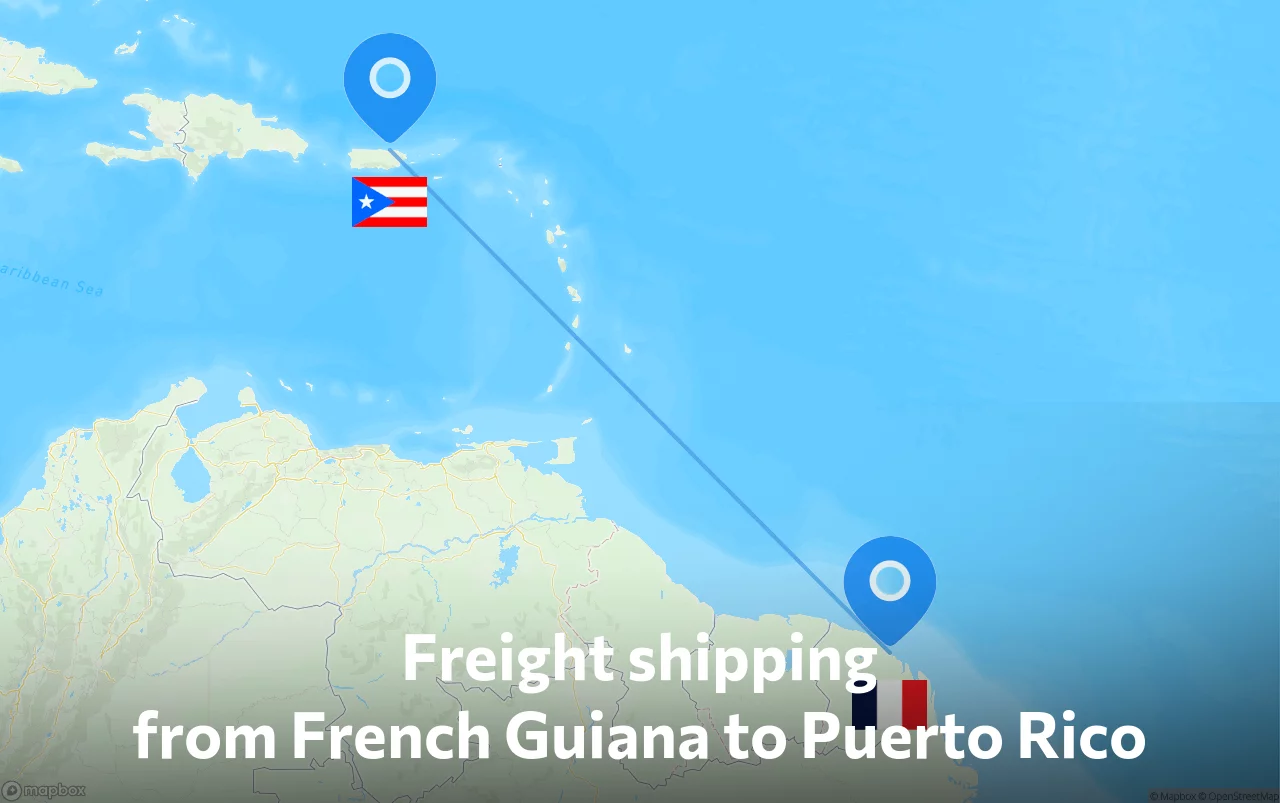 Shipping route from French Guiana to Puerto Rico