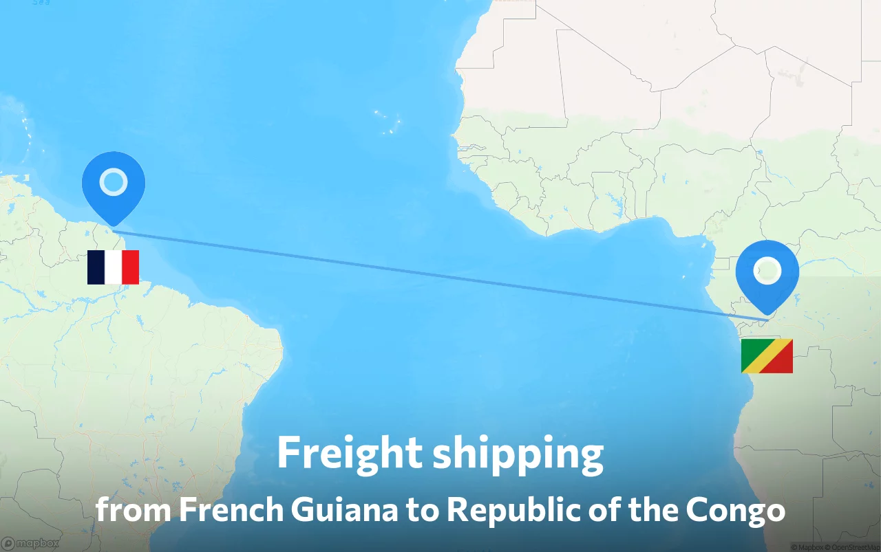 Shipping route from French Guiana to Republic of the Congo