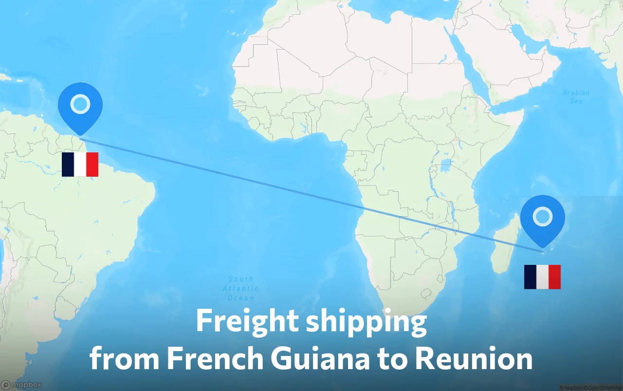 Shipping route from French Guiana to Reunion