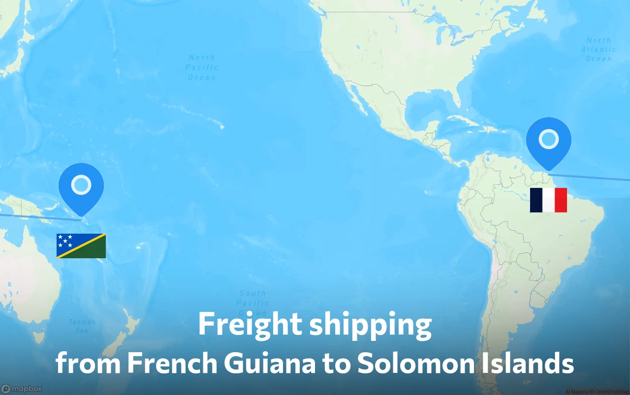 Shipping route from French Guiana to Solomon Islands