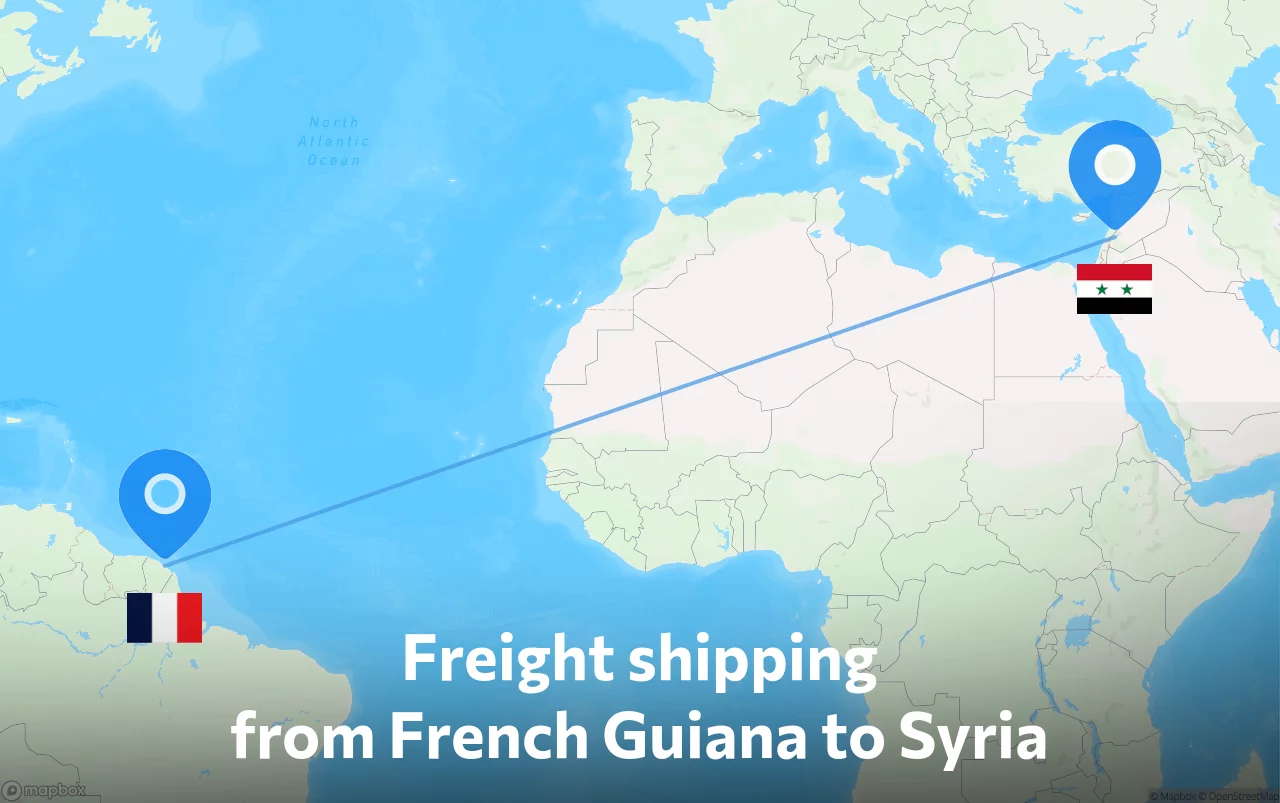 Shipping route from French Guiana to Syria