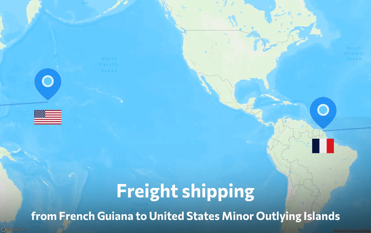 Shipping route from French Guiana to United States Minor Outlying Islands