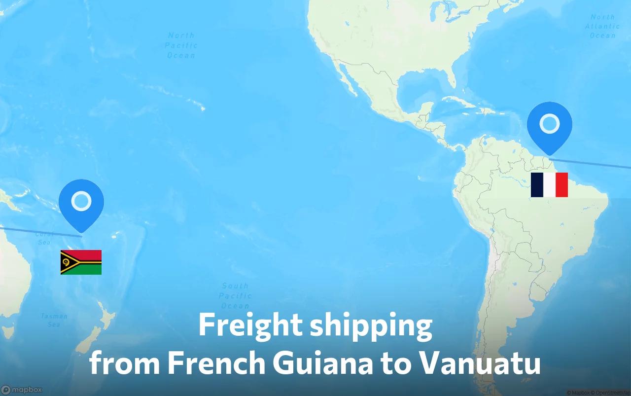 Shipping route from French Guiana to Vanuatu