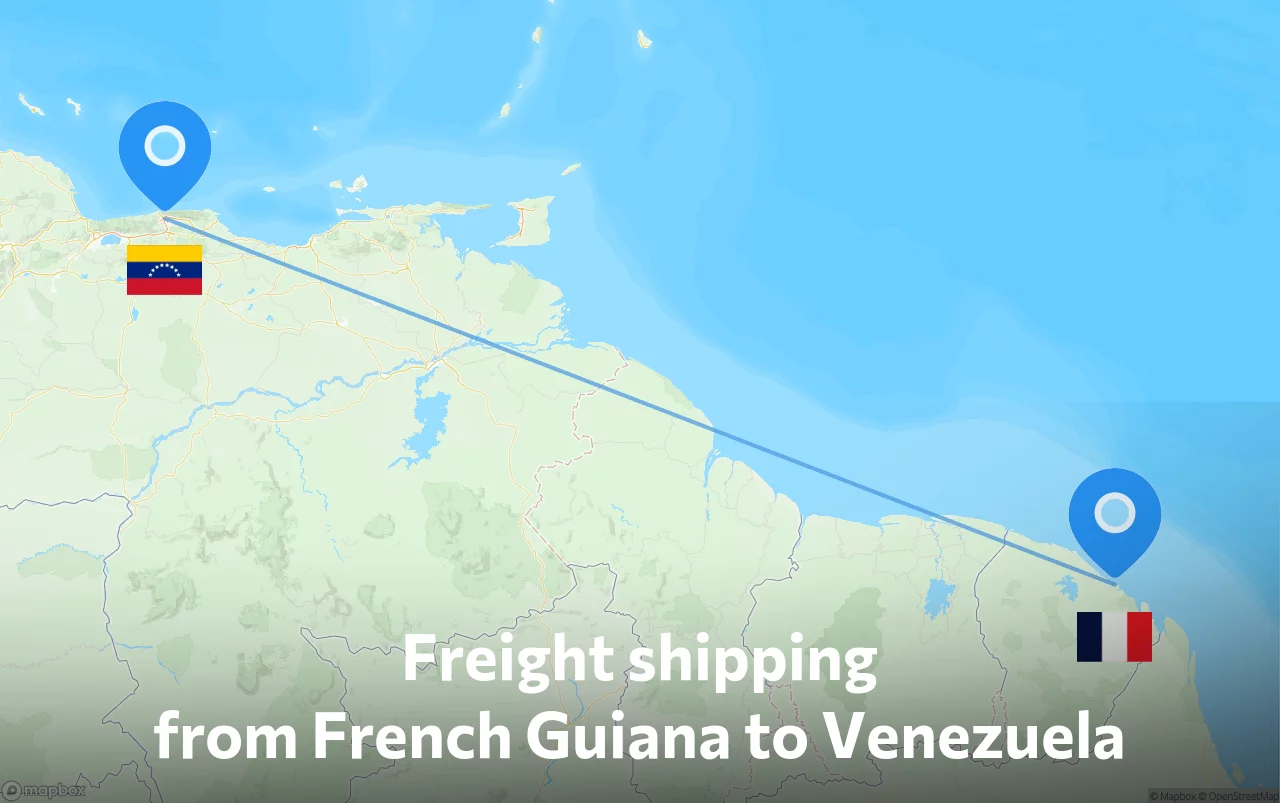 Shipping route from French Guiana to Venezuela