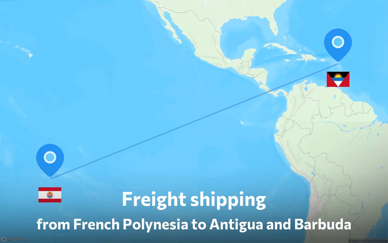 Shipping route from French Polynesia to Antigua and Barbuda