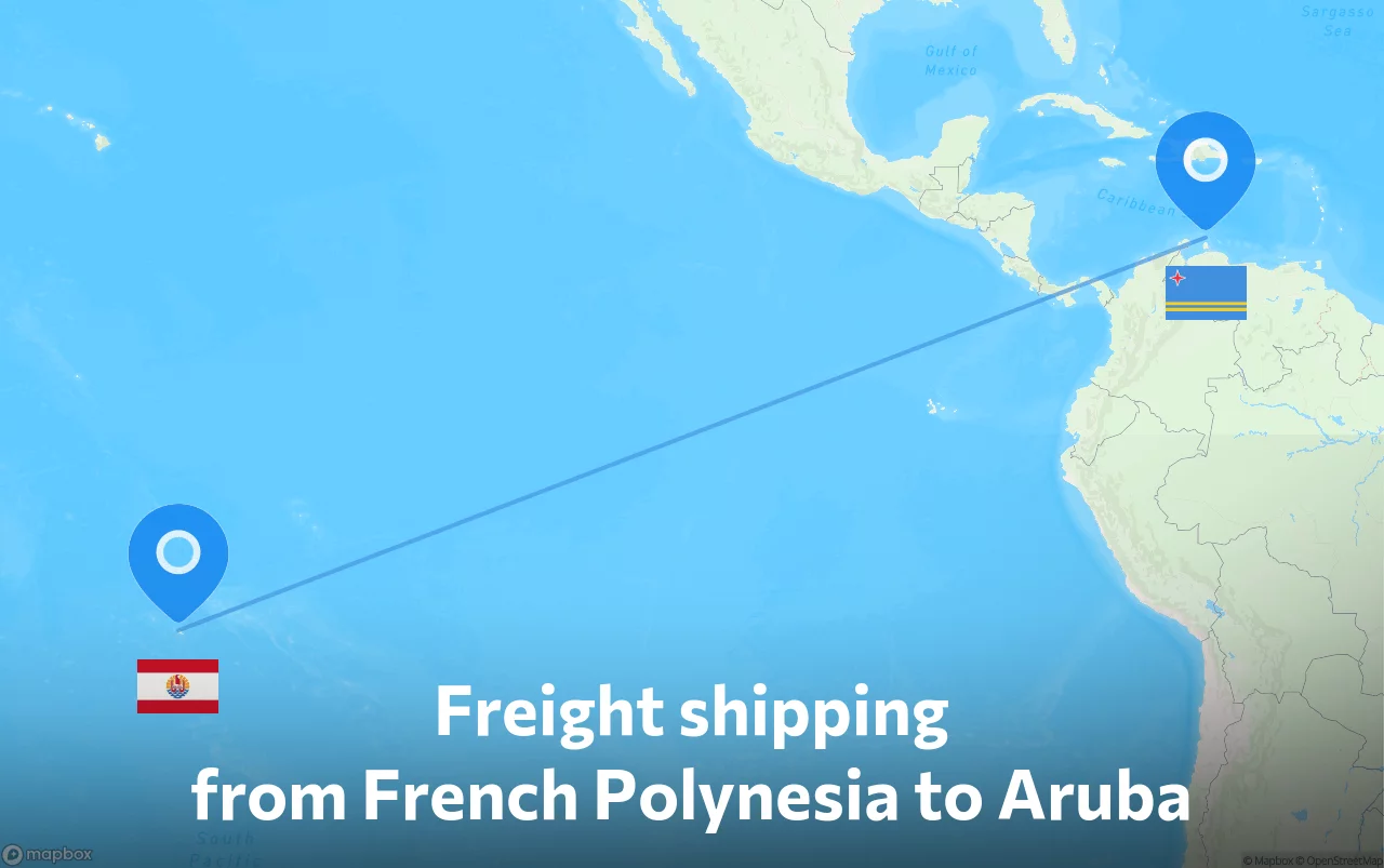 Shipping route from French Polynesia to Aruba