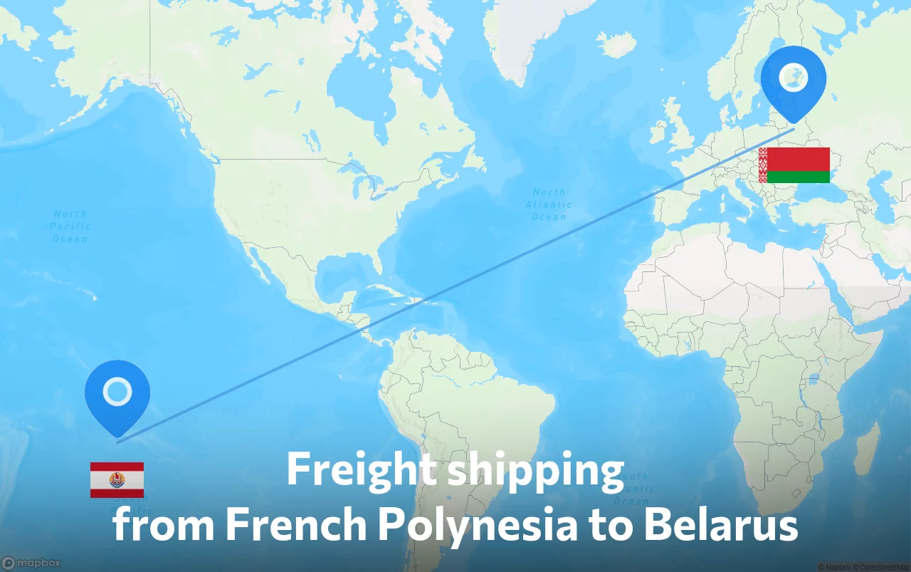 Shipping route from French Polynesia to Belarus