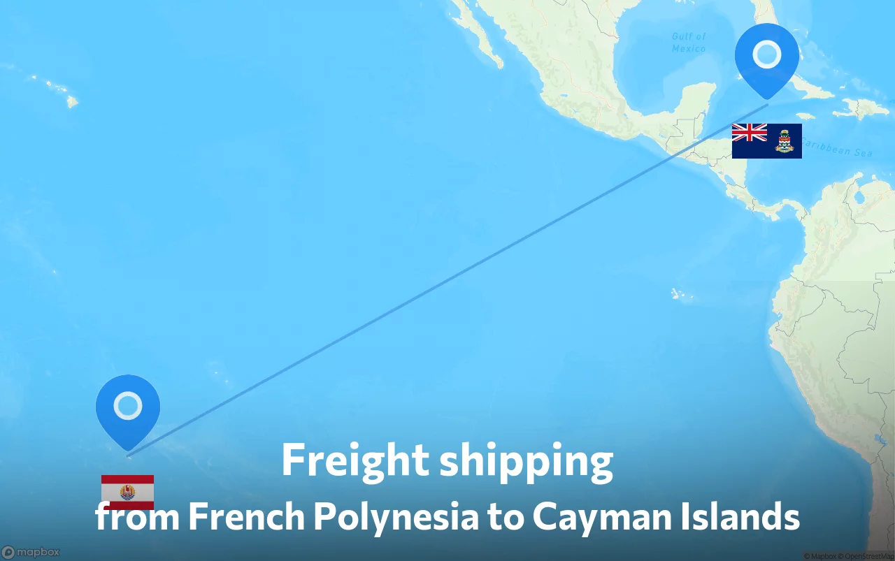 Shipping route from French Polynesia to Cayman Islands