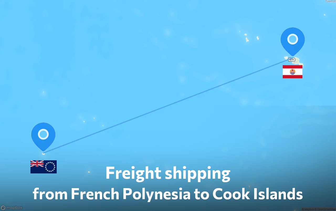 Shipping route from French Polynesia to Cook Islands