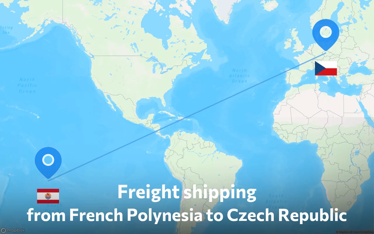 Shipping route from French Polynesia to Czech Republic