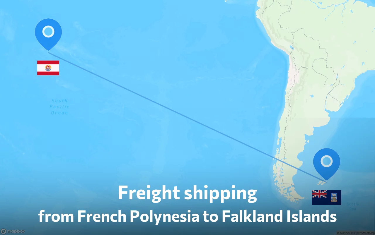 Shipping route from French Polynesia to Falkland Islands