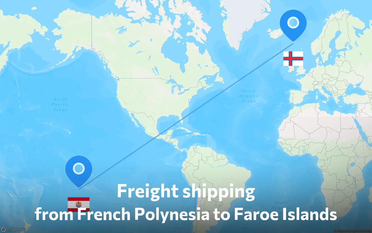 Shipping route from French Polynesia to Faroe Islands