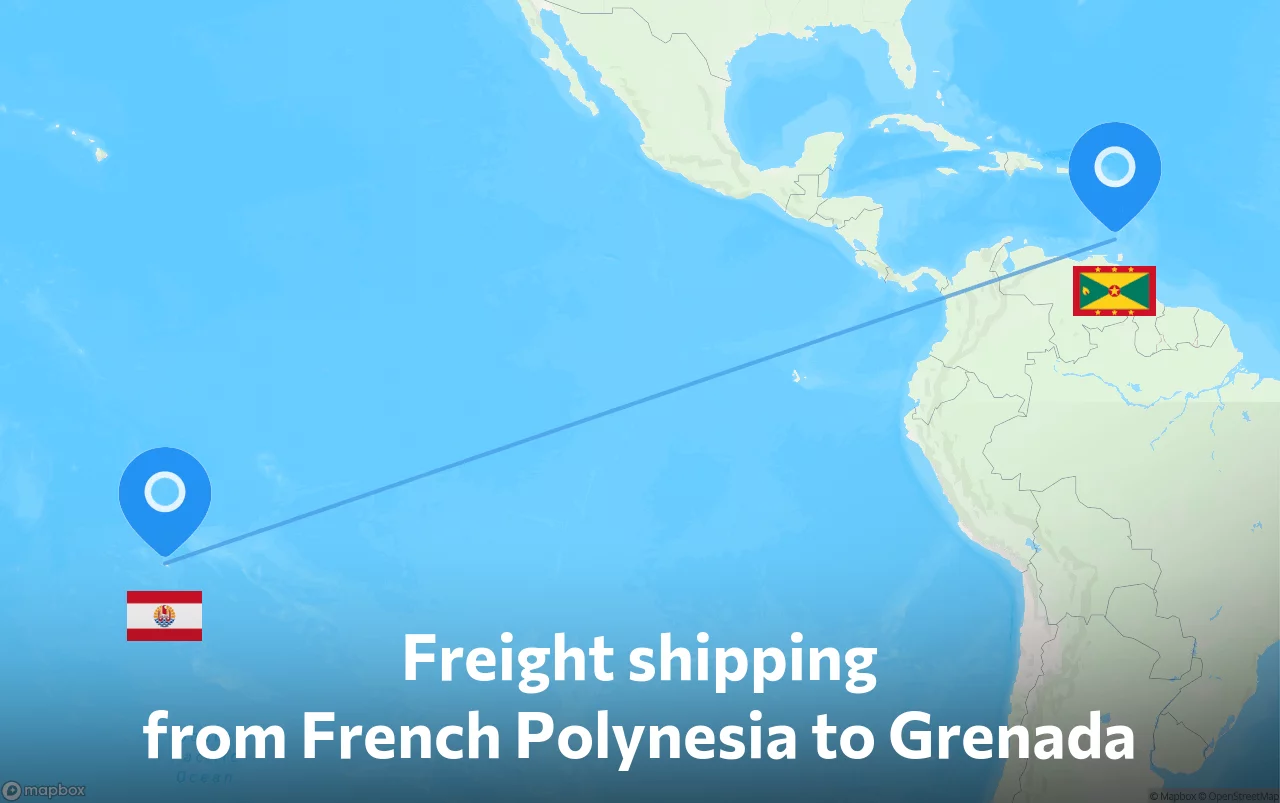 Shipping route from French Polynesia to Grenada