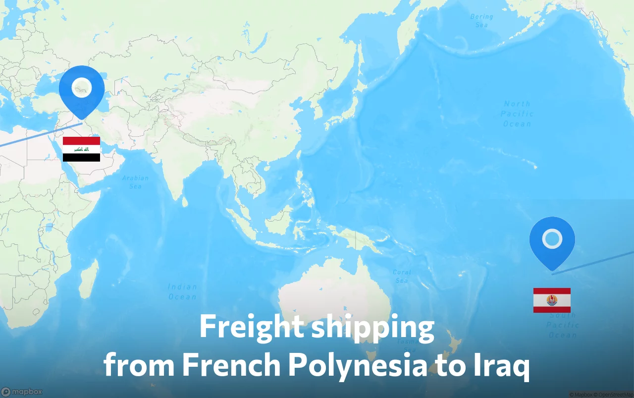 Shipping route from French Polynesia to Iraq
