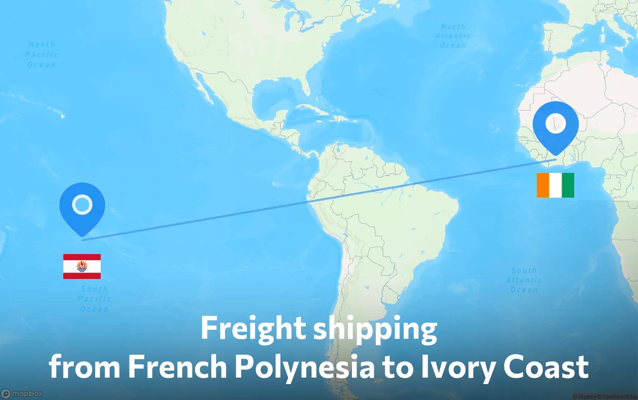 Shipping route from French Polynesia to Ivory Coast