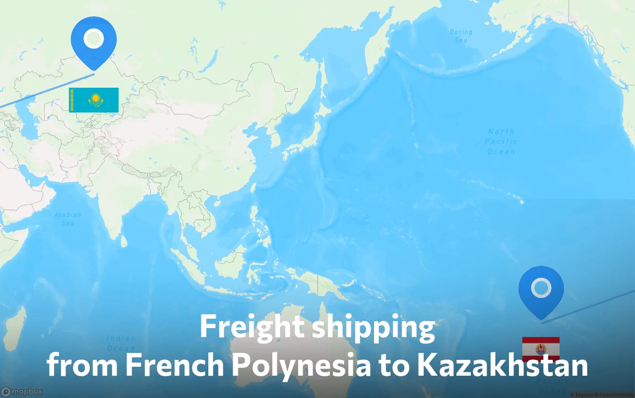 Shipping route from French Polynesia to Kazakhstan