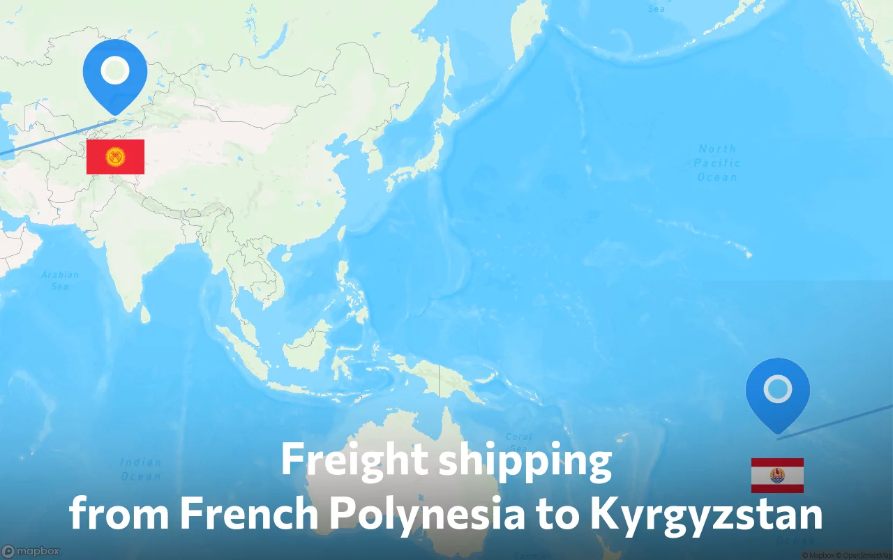 Shipping route from French Polynesia to Kyrgyzstan