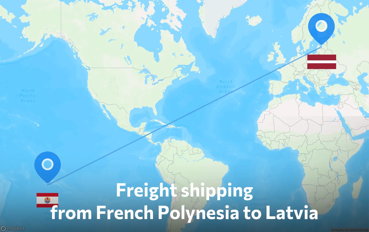 Shipping route from French Polynesia to Latvia