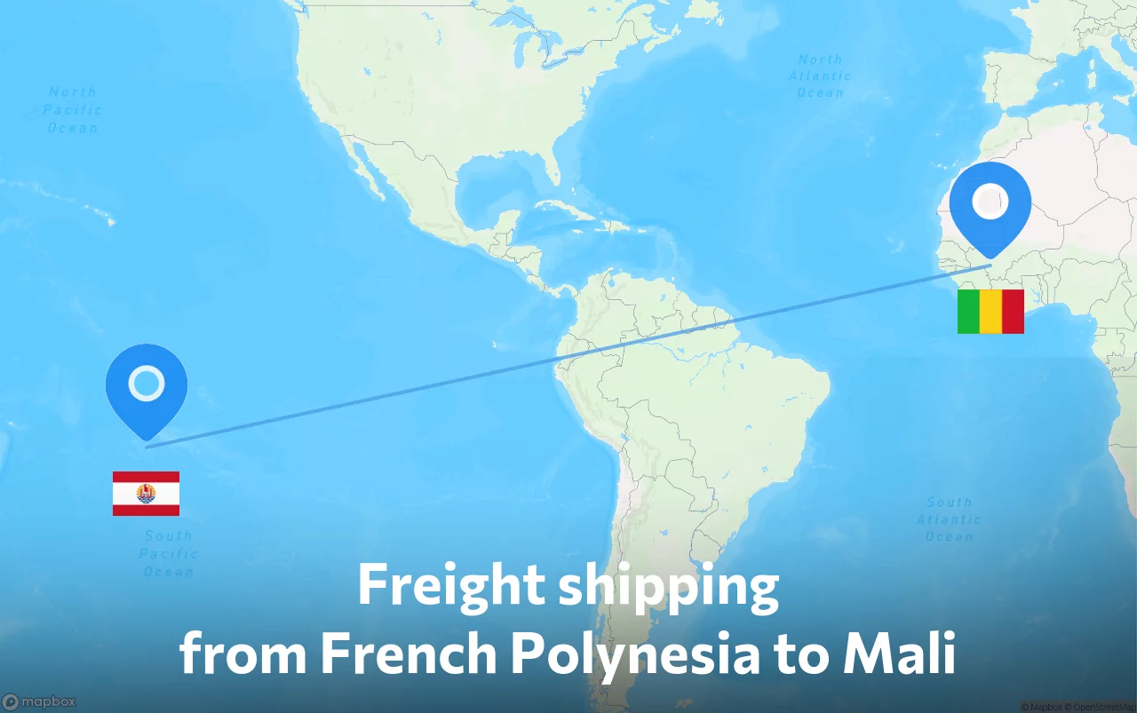 Shipping route from French Polynesia to Mali