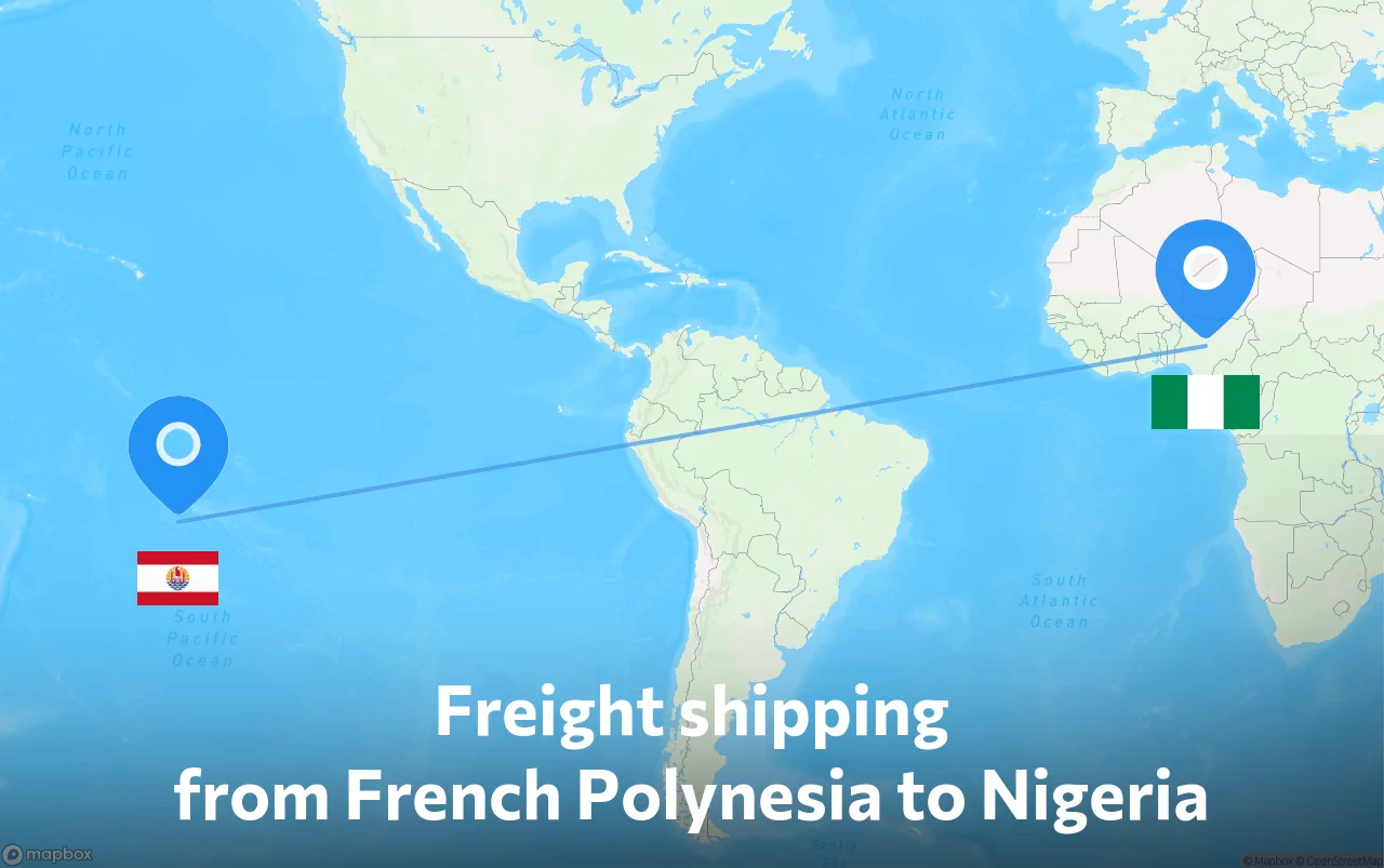 Shipping route from French Polynesia to Nigeria