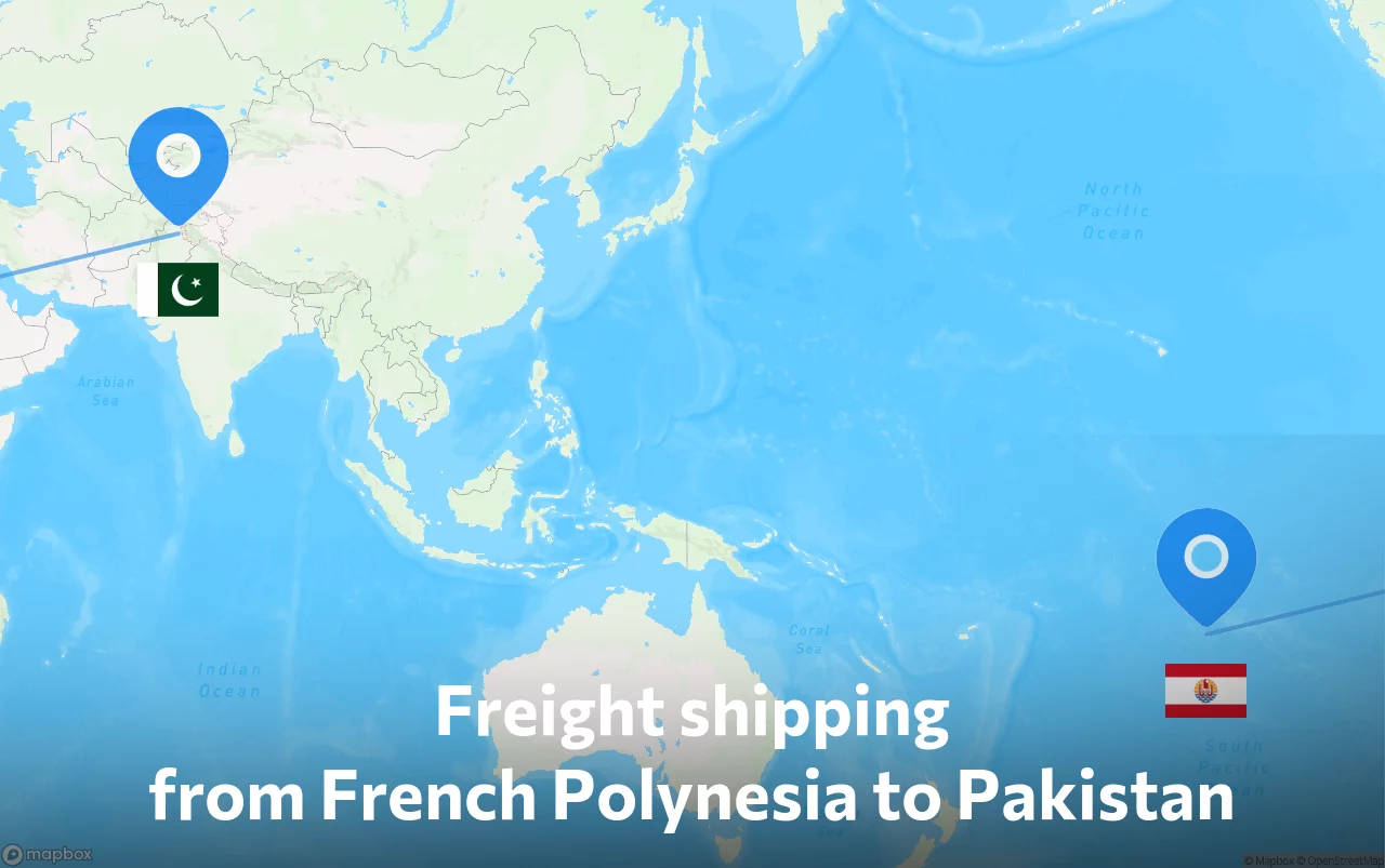Shipping route from French Polynesia to Pakistan