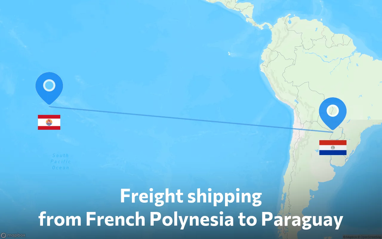 Shipping route from French Polynesia to Paraguay
