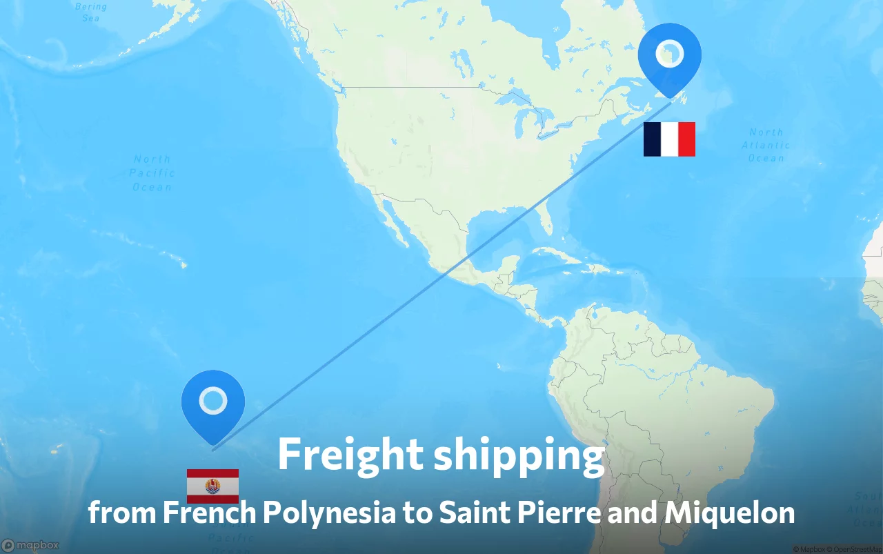 Shipping route from French Polynesia to Saint Pierre and Miquelon