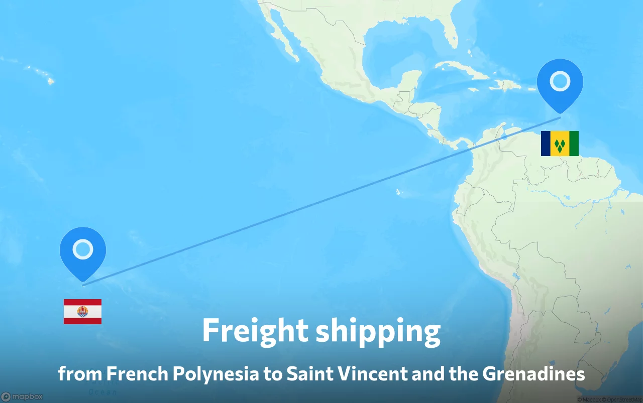 Shipping route from French Polynesia to Saint Vincent and the Grenadines