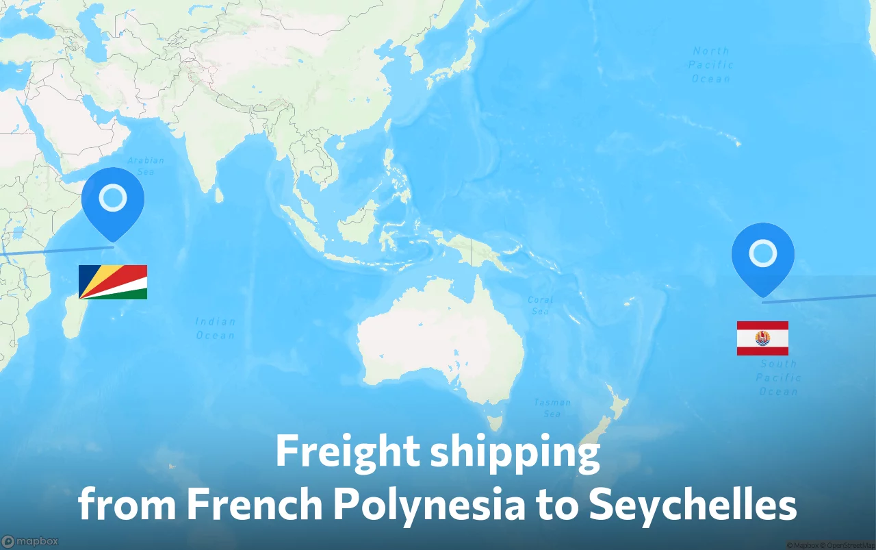 Shipping route from French Polynesia to Seychelles