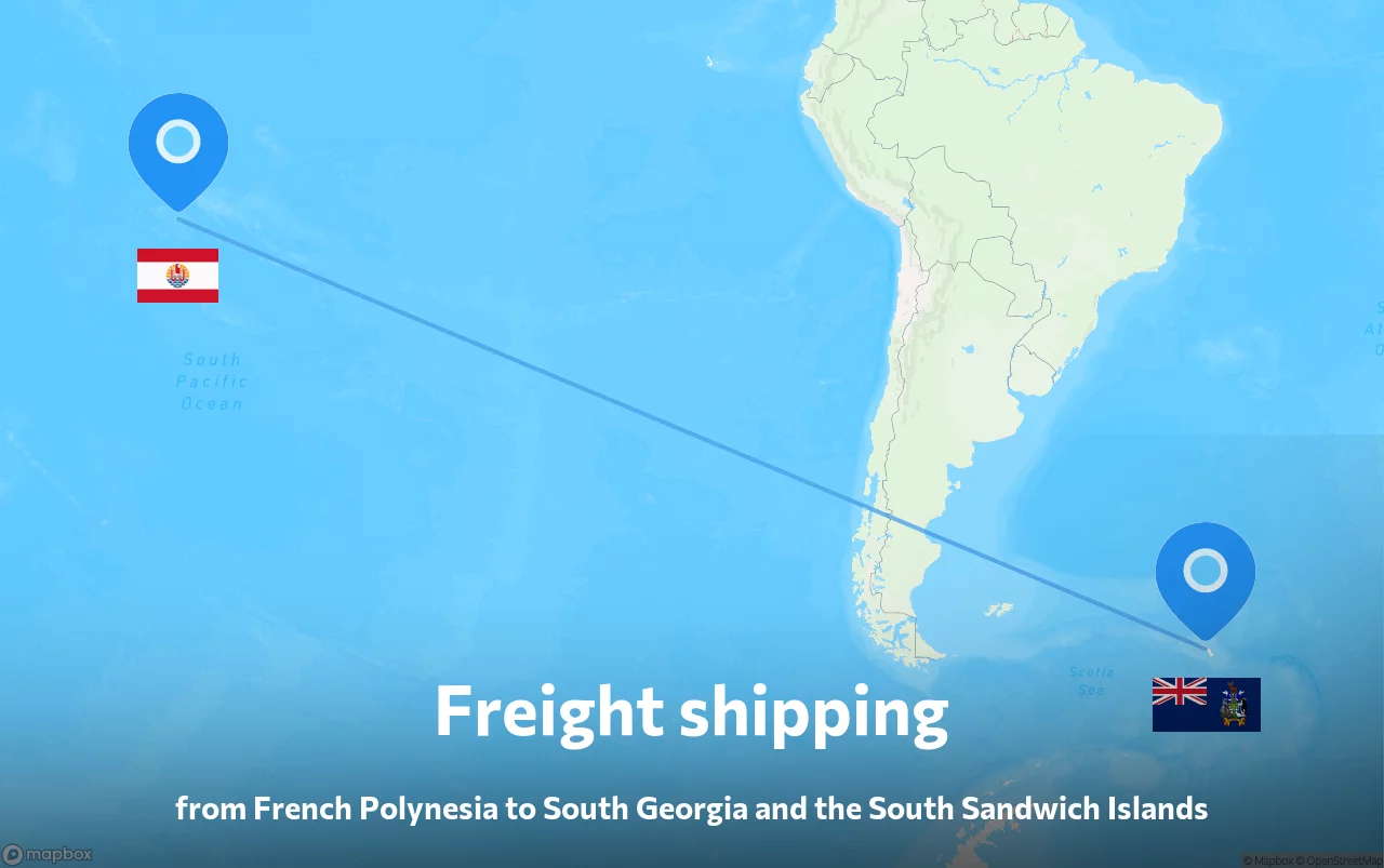 Shipping route from French Polynesia to South Georgia and the South Sandwich Islands