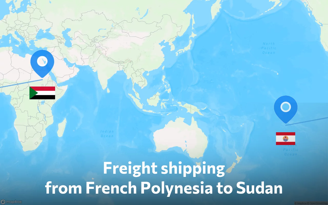 Shipping route from French Polynesia to Sudan