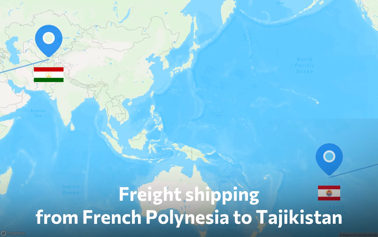 Shipping route from French Polynesia to Tajikistan