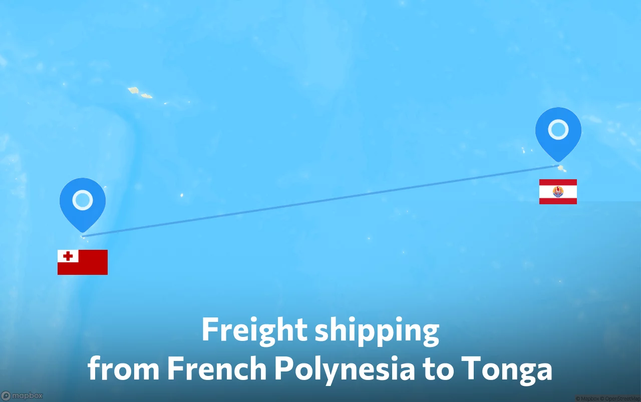Shipping route from French Polynesia to Tonga