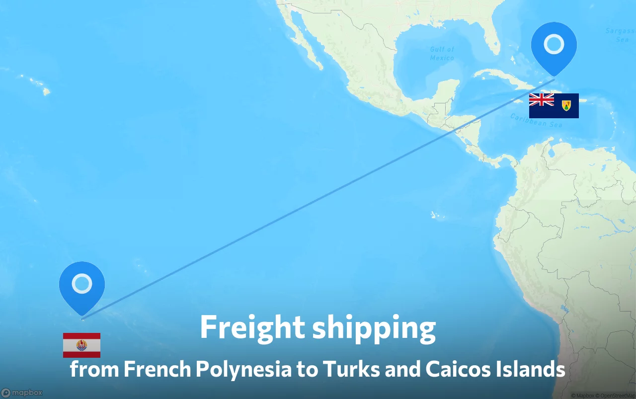 Shipping route from French Polynesia to Turks and Caicos Islands